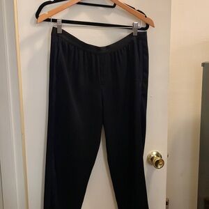 Vince black jogger pants with tuxedo stripe